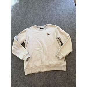Makia Sweater Mens Medium Embroidered Fly Fishing Crewneck Pullover Helsinki